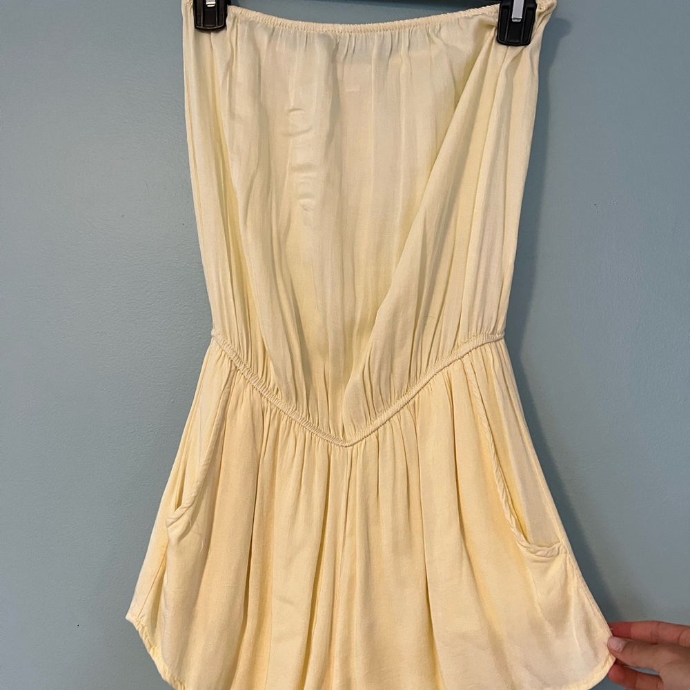 Yellow strapless cover up romper